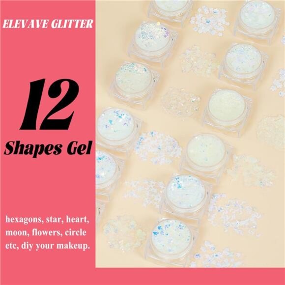 Body Glitter Face Glitter, Hair Glitter for Kids, 12 Shapes Fine Chunky Glitter - Picture 5 of 6